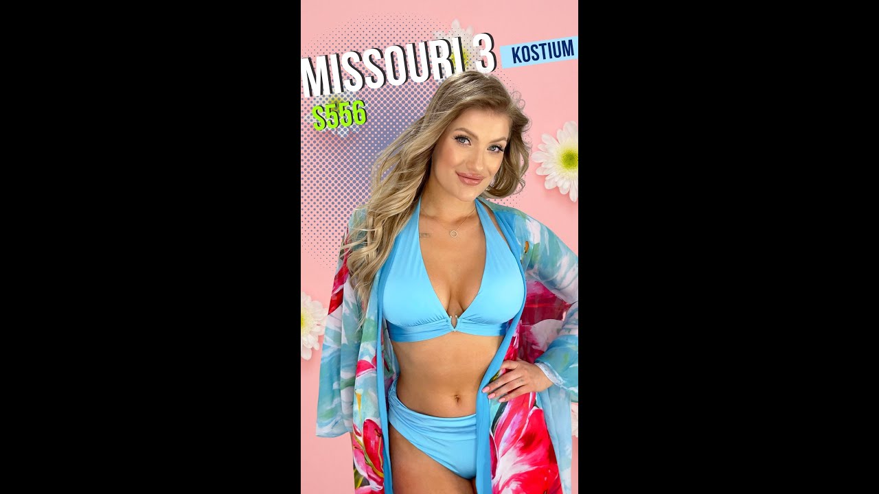 SELF S556 MISSOURI 3 KOSTIUM KĄPIELOWY DWUCZĘŚCIOWY NIEBIESKI + FEBA KIMONO C4 KOLOROWY models