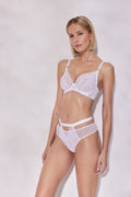 Alles Glow Majtki Stringi damskie z paskami, białe, koronkowe, nowoczesne, e-commerce