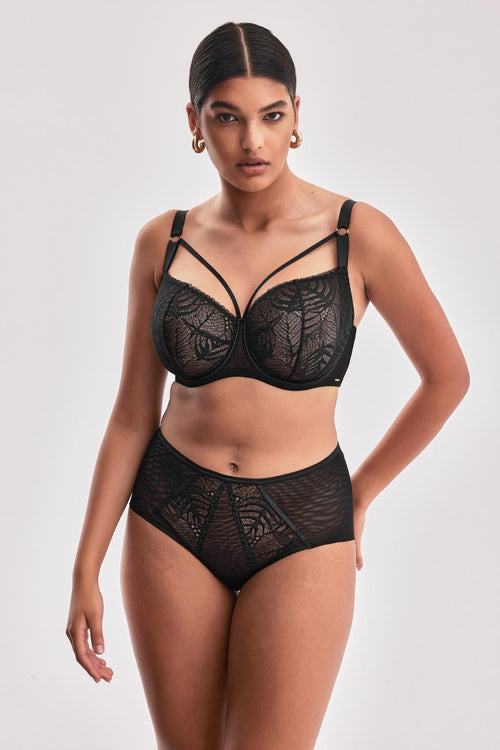 Koronkowy biustonosz i majtki z ozdobnym wzorem liści, elegancka bielizna damska, komfortowa bielizna