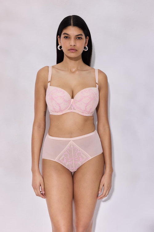 Figi damskie Alles Glossy Iris, wysokie, różowe, z delikatnym wzorem