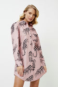Koszula nocna damska z motywem tygrysów, różowa, elegancka