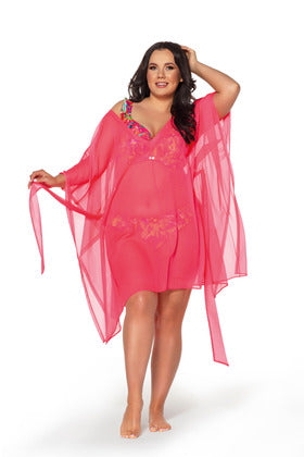 Ava 019 Neon Coral Pareo - plażowy dodatek dla kobiet