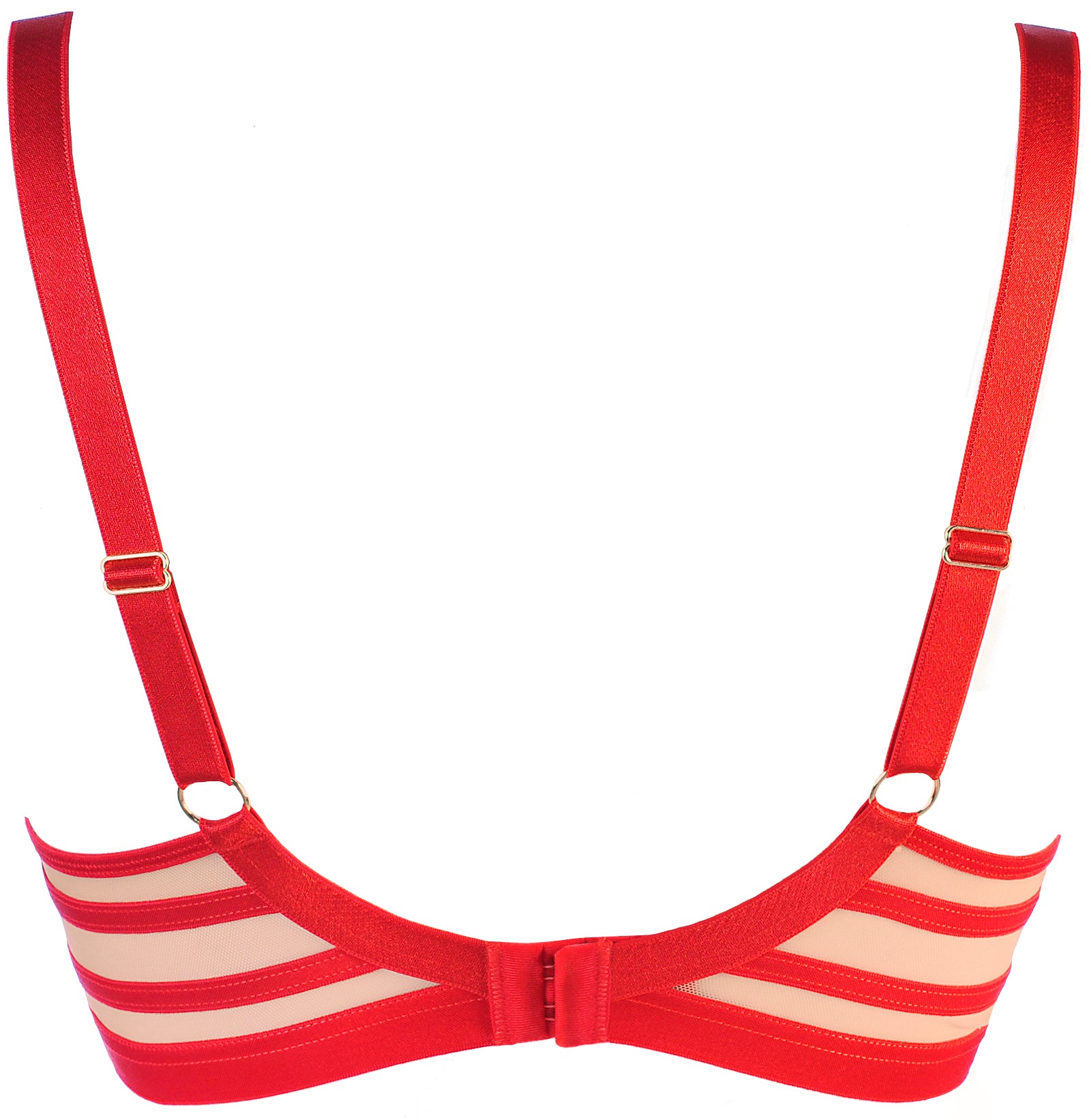 Czerwony biustonosz Axami V-10541 z koronkowymi wzorami i ozdobami