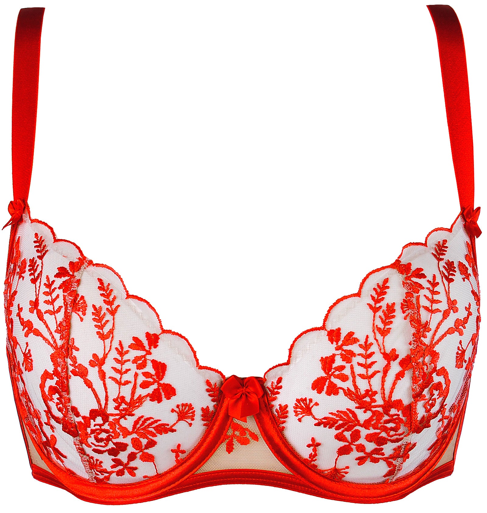 Modelka w czerwonej koronkowej bieliźnie