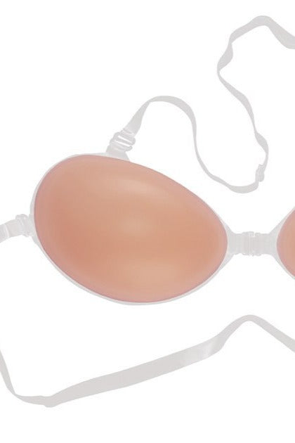 Silikonowy biustonosz samonośny, zbliżenie na bezpieczne mocowanie