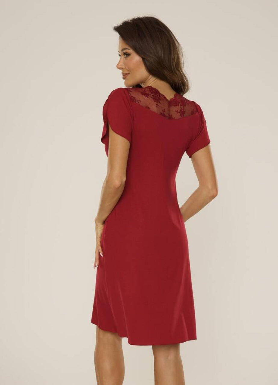 Delafense 754 Lilian nocna koszulka czerwona z koronką