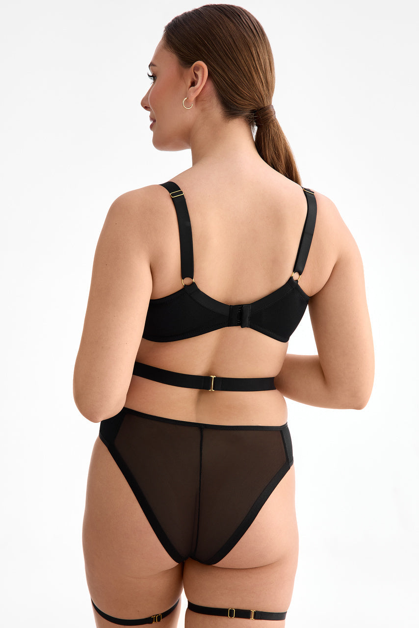 Ewa Bień B136 Emma biustonosz balkonetka czarny z ozdobami