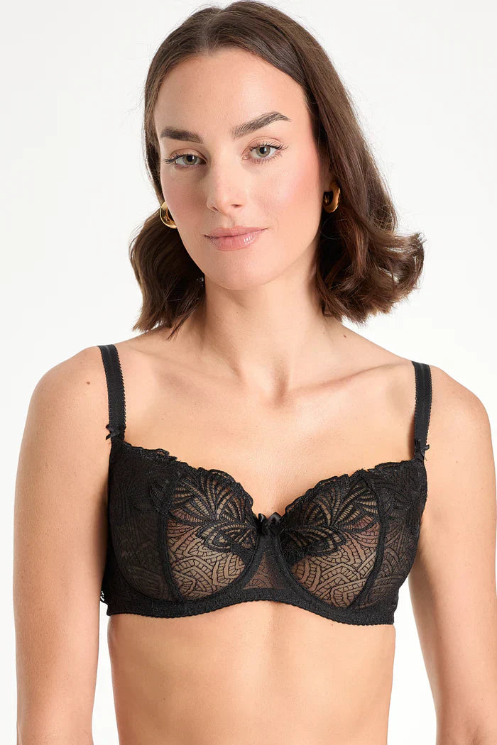 Biustonosz balkonetka czarny koronkowy B139 Rina
