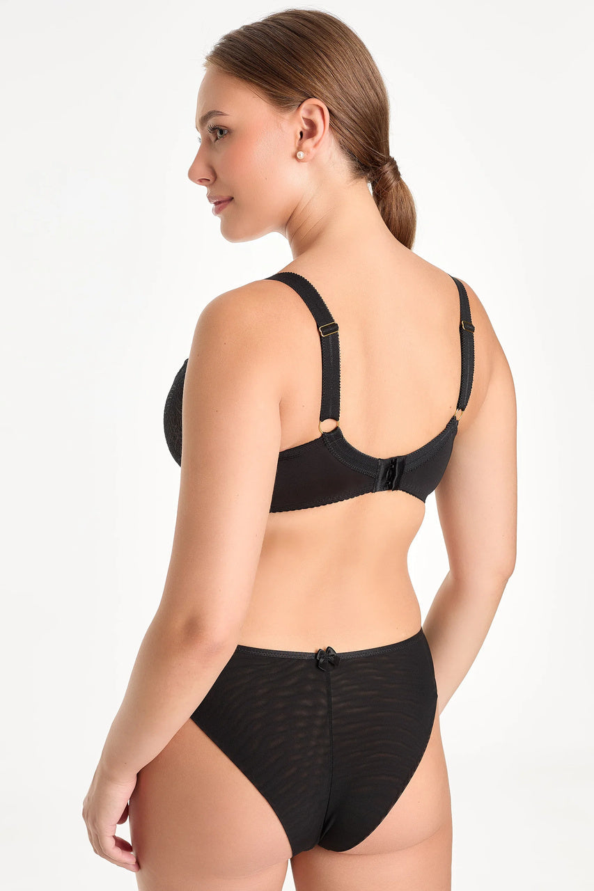 Ewa Bień B162 Rina biustonosz miękki czarny koronka z fiszbinami