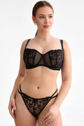 Ewa Bień B136 Fiora biustonosz balkonetka czarny koronka