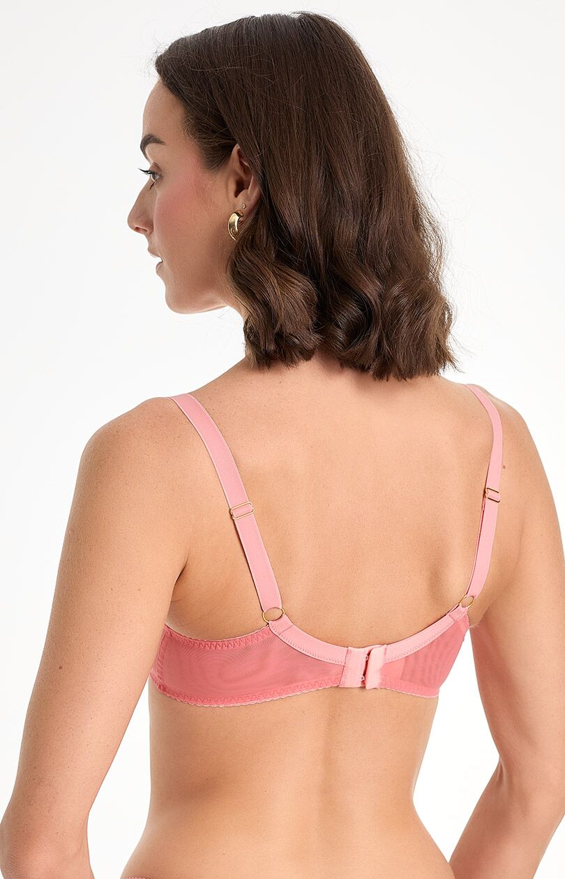 Tyl biustonosza balkonetka Ewa Bień B139 Natali różowy z koronką