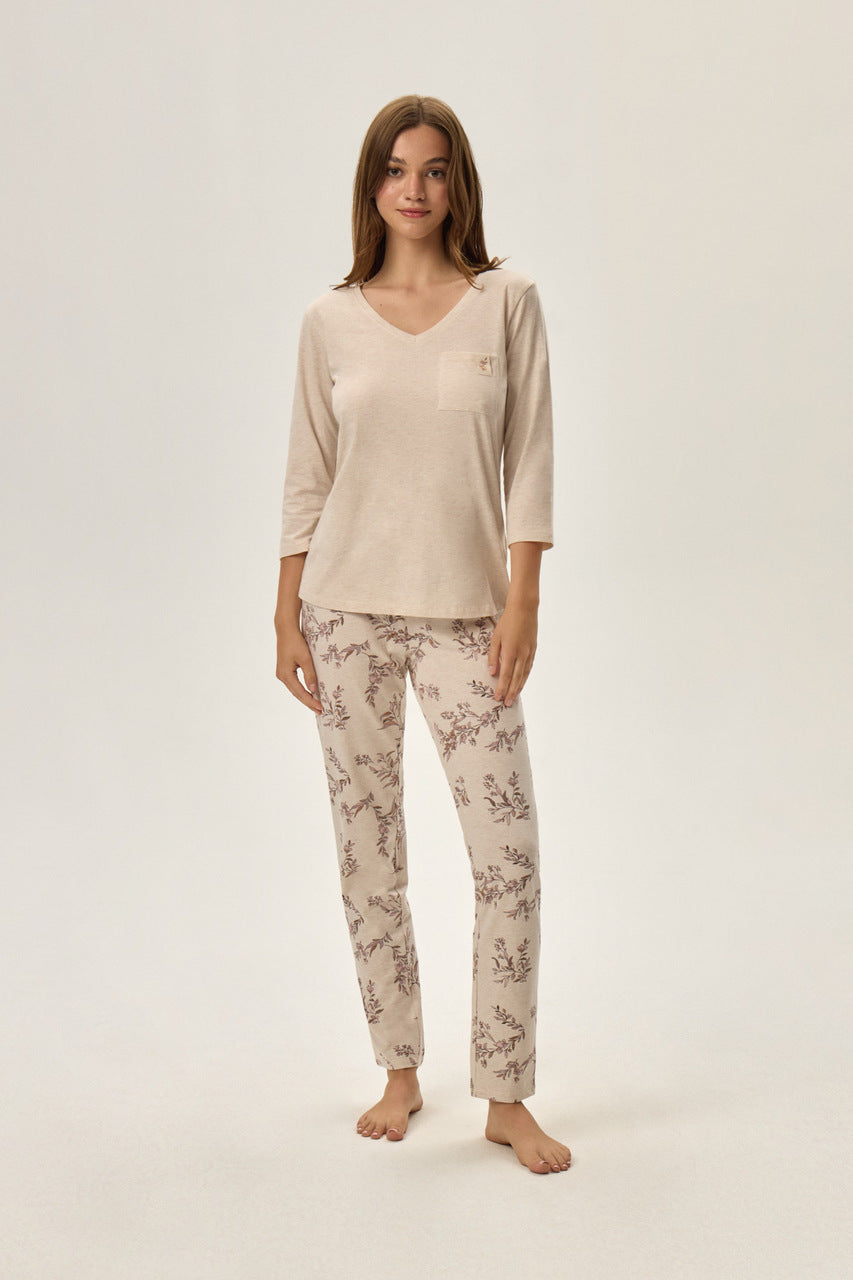 Długa piżama damska Henderson 41874 Faida z jasnego materiału