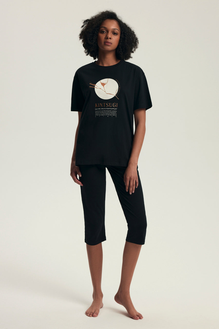 Damska piżama bawełniana z grafiką KINTSUGI