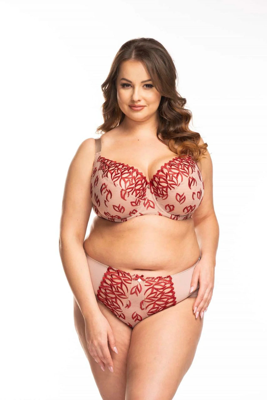 Nessa Branna Biustonosz miękki w bordowym kolorze z koronkowym wzorem, bielizna damska, lingerie, biustonosz soft