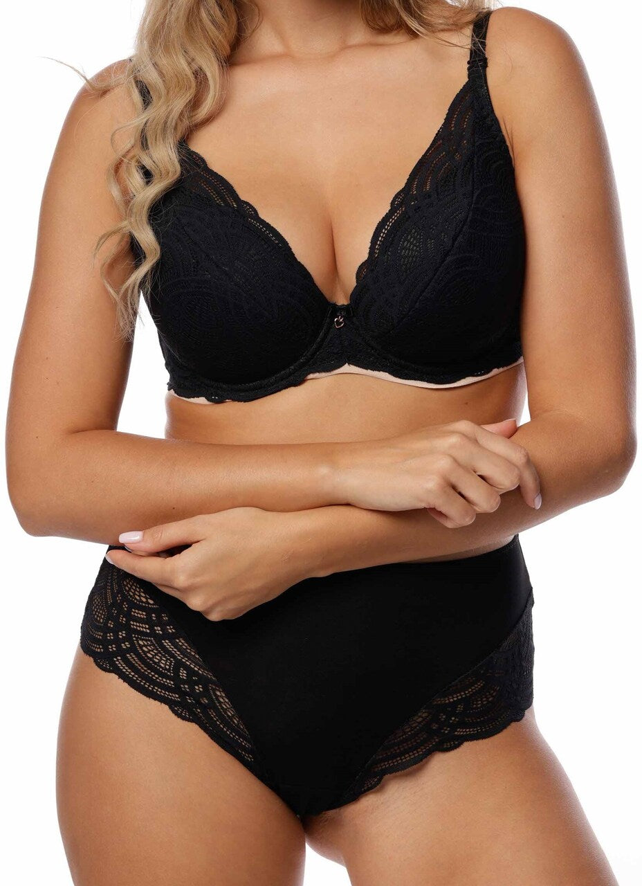 Czarny biustonosz push-up Daria Nipplex z koronką