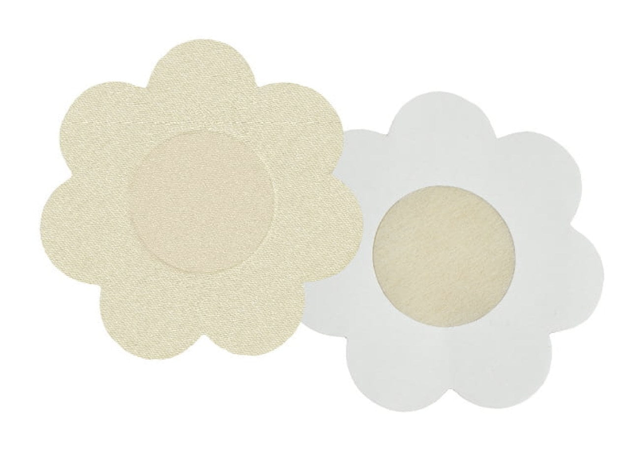 Satynowe osłonki na sutki w kształcie kwiatuszków, beżowe i białe, do bielizny i odzieży