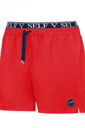 Szorty kąpielowe męskie Self SM25 6A w czerwonym kolorze, plażowe, z logo