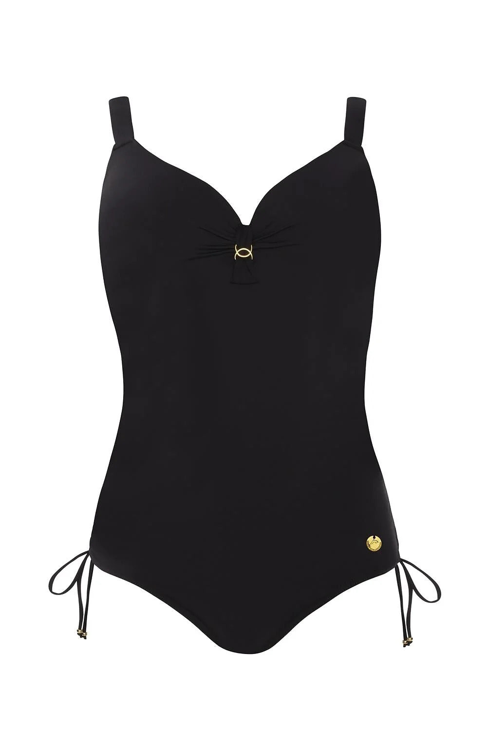 Kostium kąpielowy jednoczęściowy czarny z ozdobnym detalem