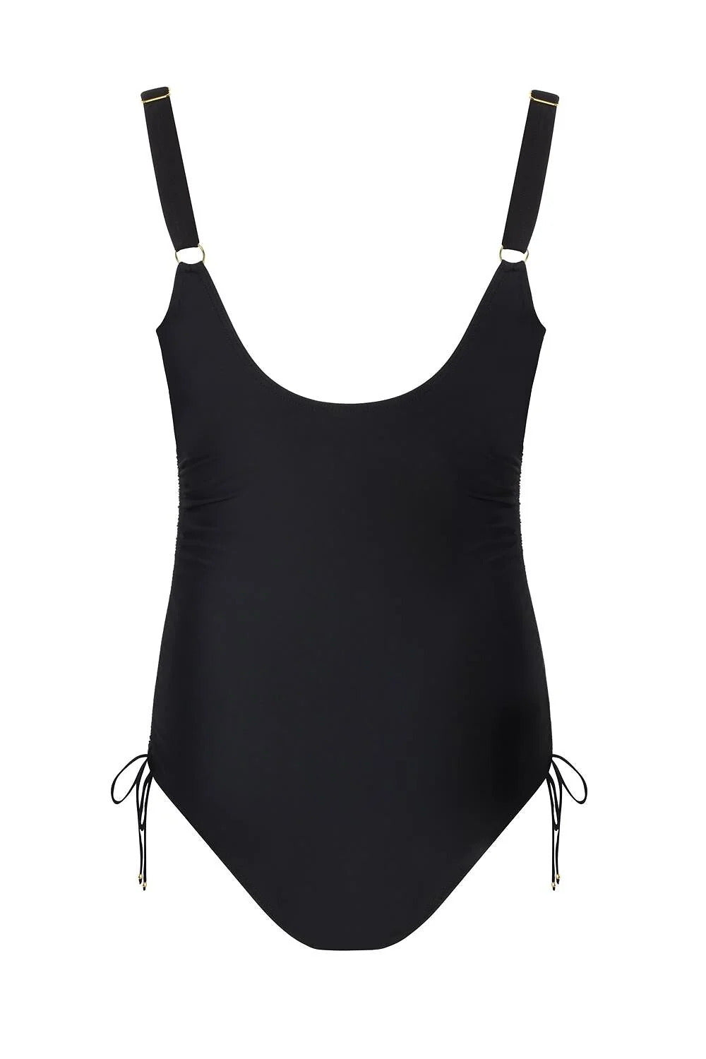 Czarny strój kąpielowy jednoczęściowy z regulowanymi ramiączkami