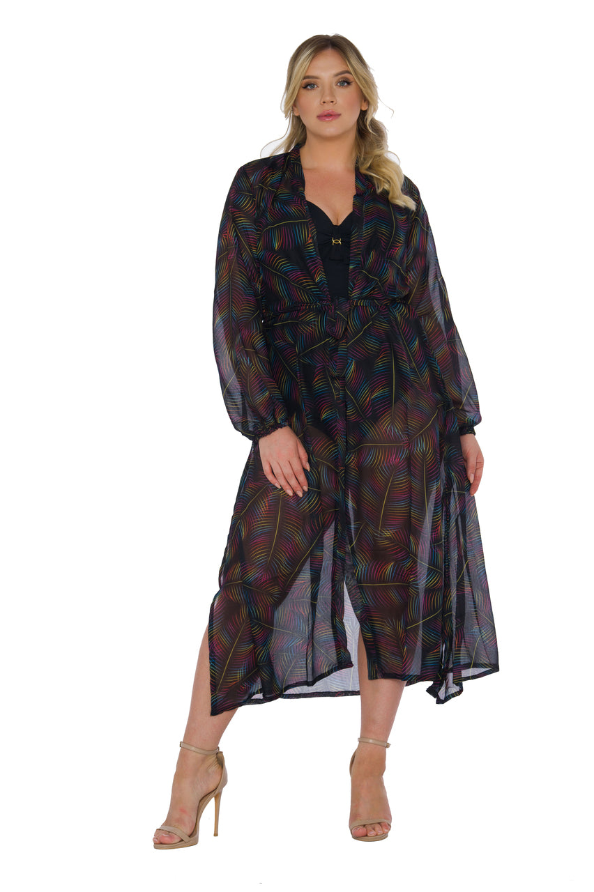 Self D81SZ Pareo 14 Col 47, eleganckie pareo plażowe z wzorem, odzież kąpielowa