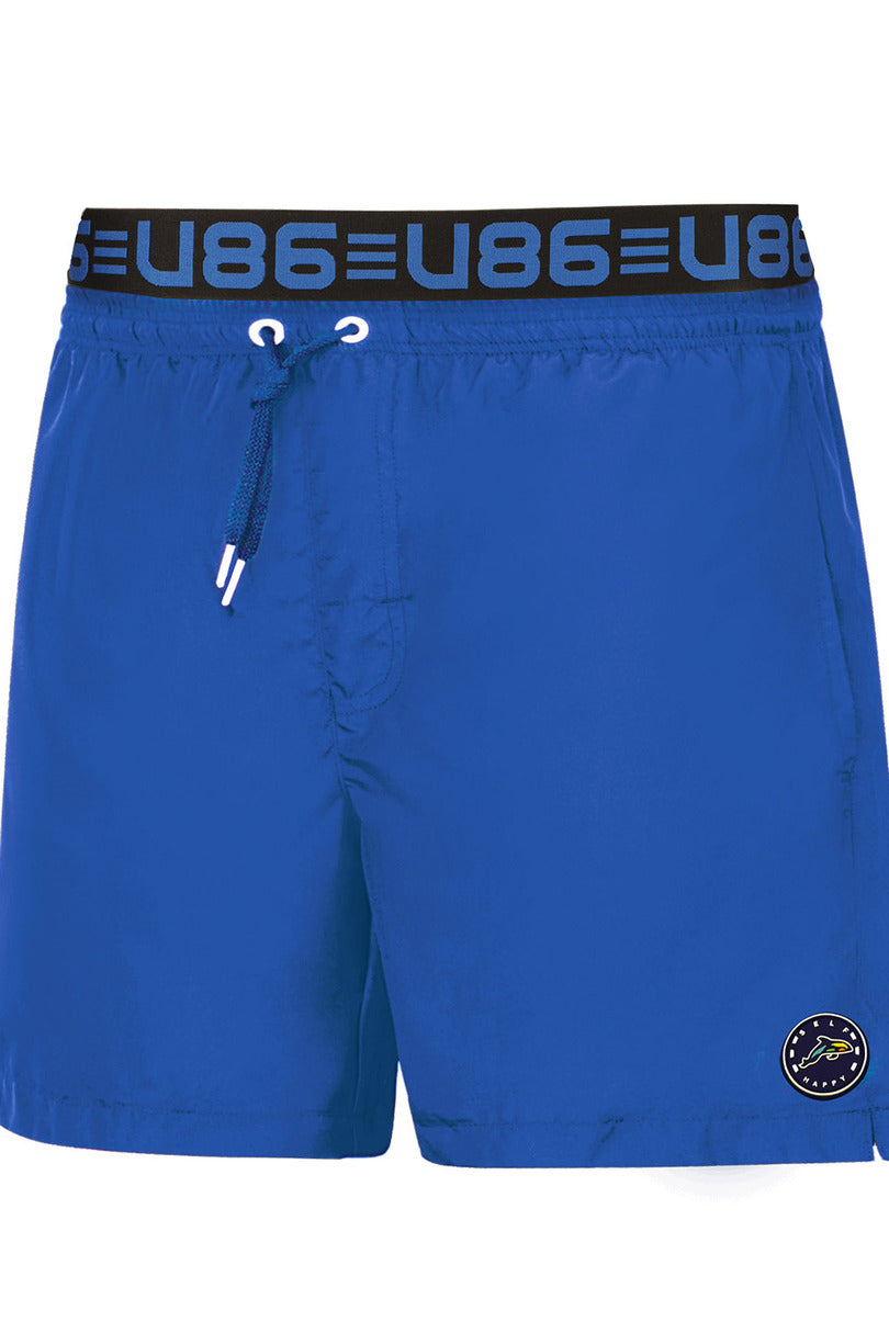 Szorty kąpielowe męskie Self SM25 13D, niebieskie, plażowe, z logo