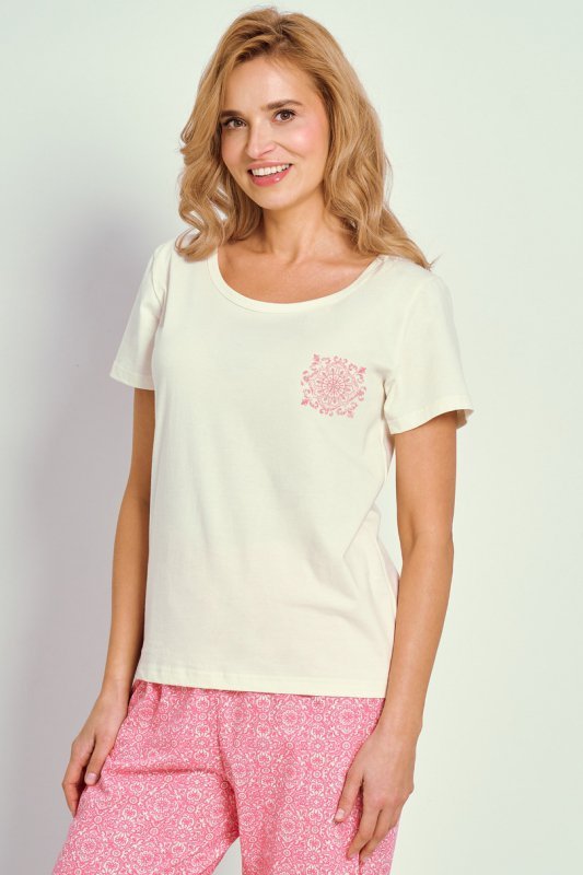 Taro 3336 Corni piżama damska bawełniana z krótkim rękawem i wzorzystą bluzką