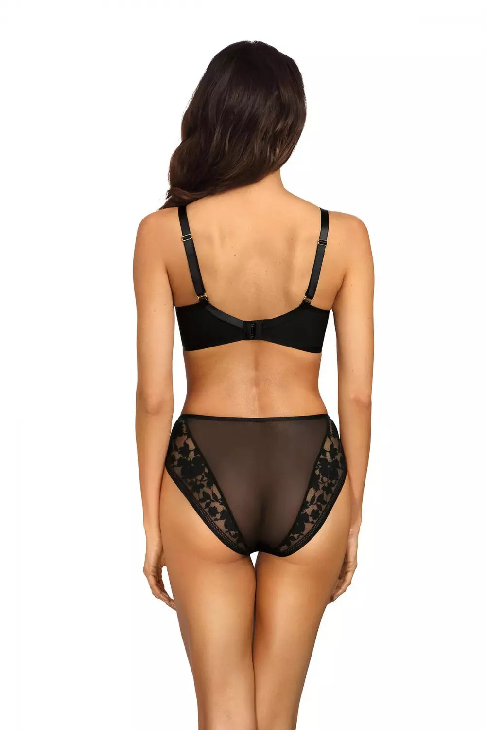 Figi damskie z wysokim stanem, czarne, koronka, nowość